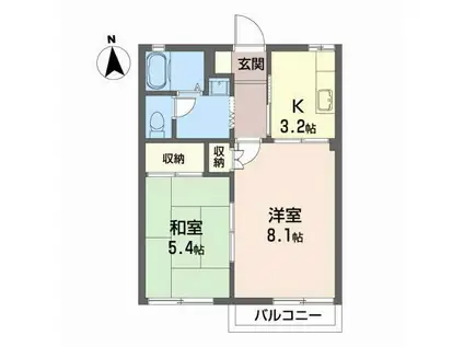 メゾンフレグランス(2K/2階)の間取り写真