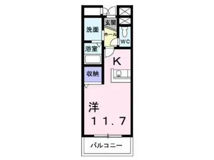 メゾンプリムローズ(ワンルーム/2階)の間取り写真
