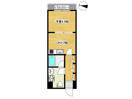 二子相原ビル(1DK/6階)の間取り写真