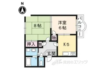 ドミール修学院(2DK/1階)の間取り写真