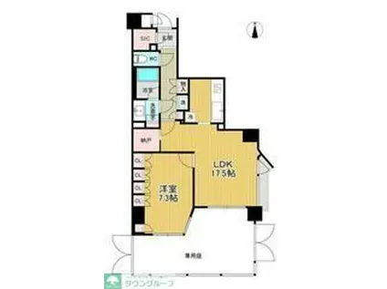 ガーデンズ国立東館(1LDK/1階)の間取り写真