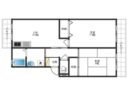 サニーコートII(2LDK/1階)の間取り写真