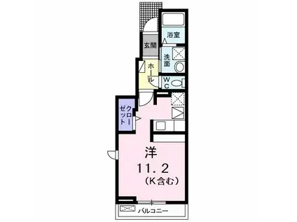 ルミエール応神I(1K/1階)の間取り写真