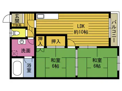 シャルル純(2LDK/3階)の間取り写真