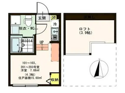 CASA COMODA梅島(ワンルーム/1階)の間取り写真
