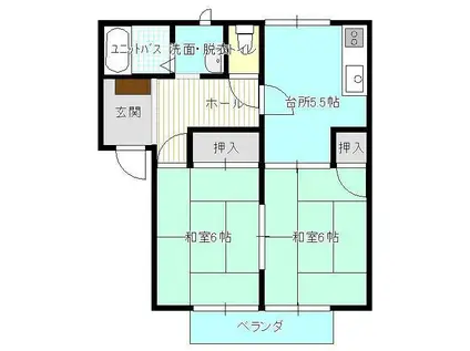 APPLE HOUSE2(2DK/2階)の間取り写真