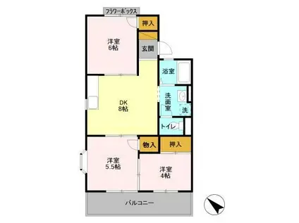 スカイネオコーポDE D(3DK/2階)の間取り写真