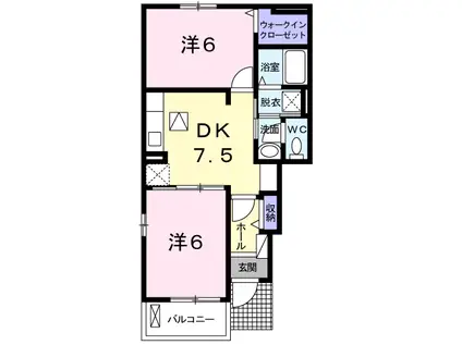 ＪＲ山陽本線 安芸中野駅 徒歩21分 2階建 築10年(2DK/1階)の間取り写真