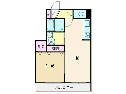 メゾンやまたつ(1LDK/2階)の間取り写真