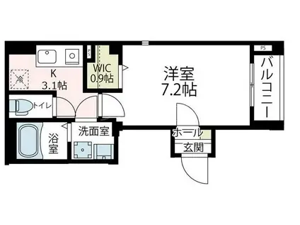 ノエル新川崎(1K/1階)の間取り写真