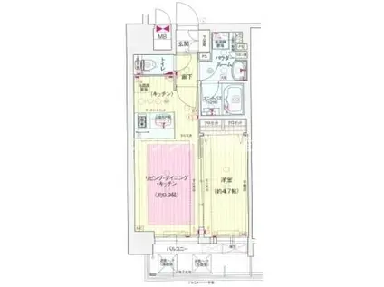 プレサンス大阪福島シエル(1LDK/13階)の間取り写真