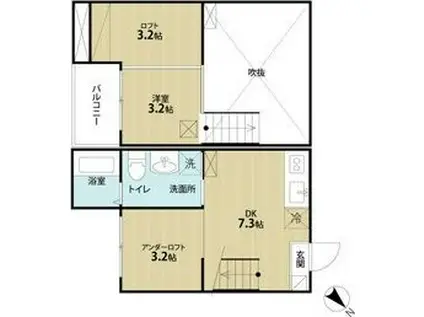 LA VITA(1DK/1階)の間取り写真