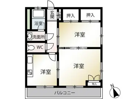 ラスティ三条駅前マンション(1LDK/2階)の間取り写真