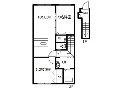  SERENA(2LDK/2階)の間取り写真