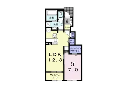 スリーリーフクローバーY.TI(1LDK/1階)の間取り写真