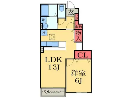 ラモンターニュ5(1LDK/1階)の間取り写真