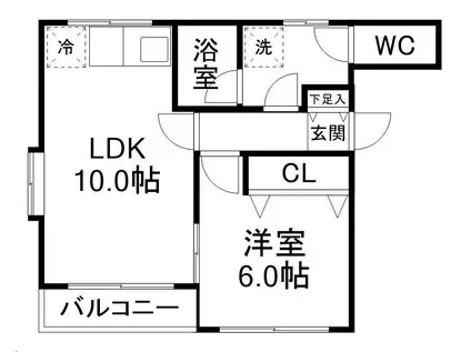 マルーム武者II(1LDK/4階)の間取り写真