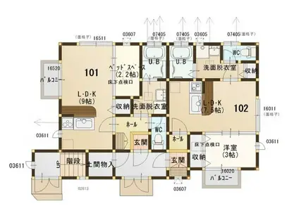 プレジールII(1LDK/1階)の間取り写真