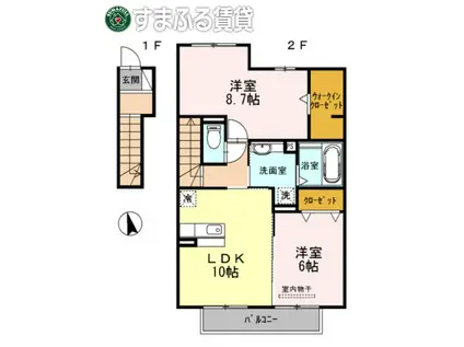 ベルコリーヌ真宮(2LDK/2階)の間取り写真