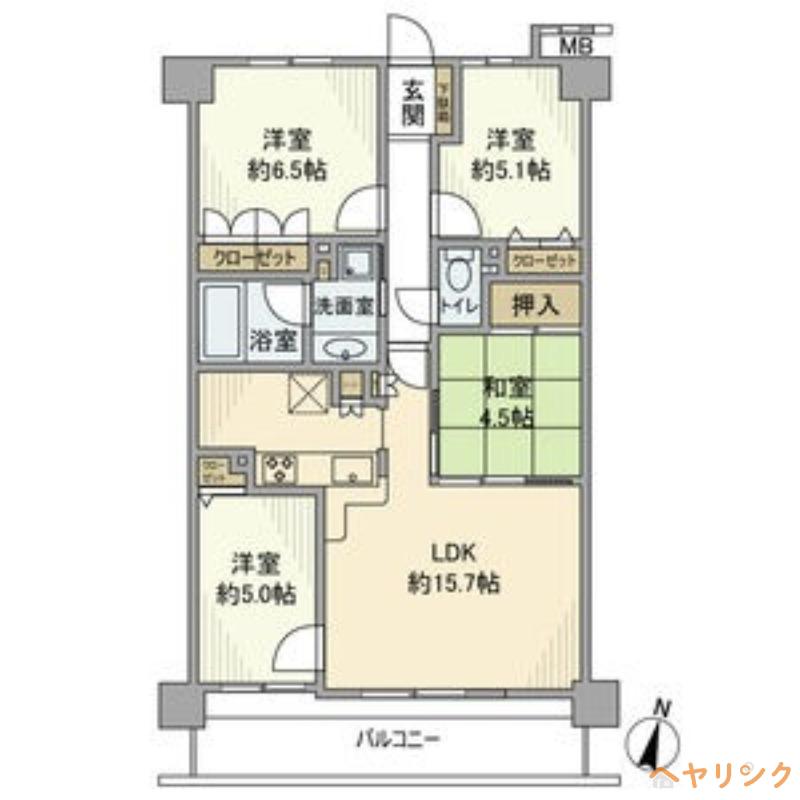ファミリアーレ喜多山(4LDK/3階)の間取り写真