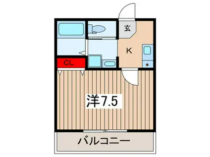 ランコントル(1K/2階)の間取り写真