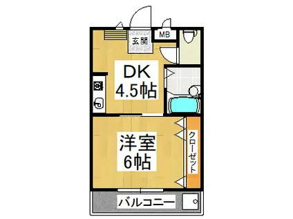 カミニート667(1DK/2階)の間取り写真