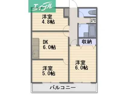 ローズガーデン延友(3DK/3階)の間取り写真
