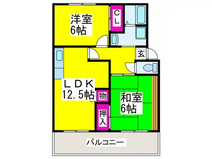グランシャリオ B棟(2LDK/1階)の間取り写真