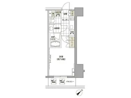 パークハビオ渋谷(1K/8階)の間取り写真