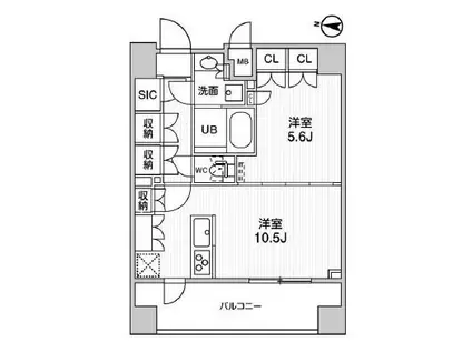 ガリシア森下V(1LDK/11階)の間取り写真