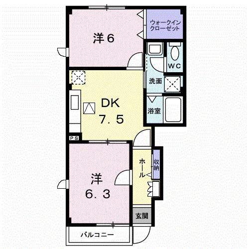 サンライズK3B(2DK/1階)の間取り写真