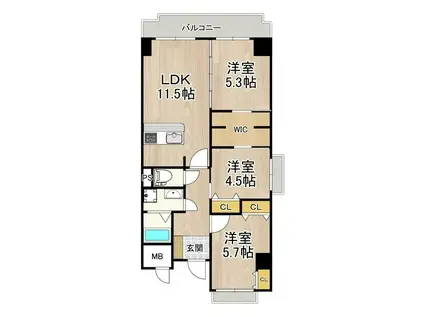 インプループ天満橋(3LDK/4階)の間取り写真