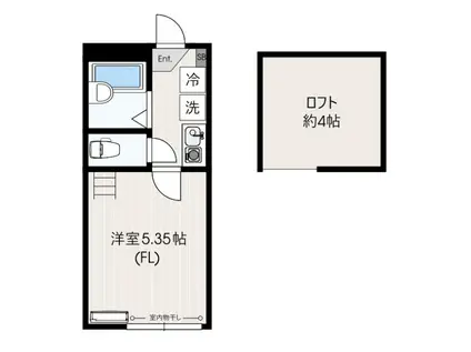 コートレジデンス武蔵中原(1K/1階)の間取り写真