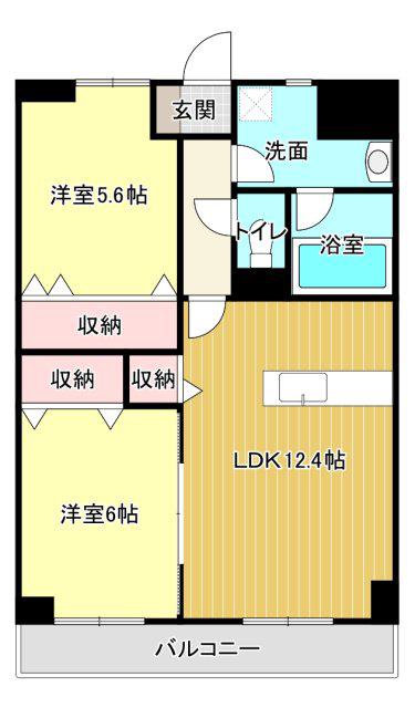 ウィズ・エフII(2LDK/2階)の間取り写真