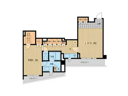 レジデンス代々木公園(1LDK/3階)の間取り写真