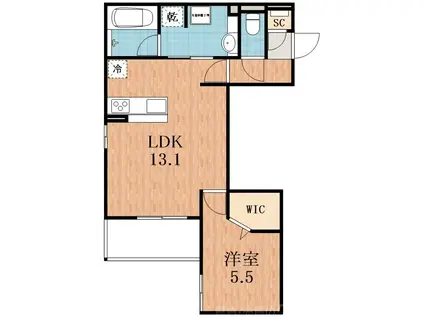 グランディーユ平野西(1LDK/3階)の間取り写真