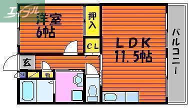 グランパ(1LDK/2階)の間取り写真