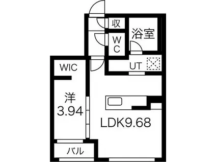 オルセーリュクス山鼻(1LDK/2階)の間取り写真