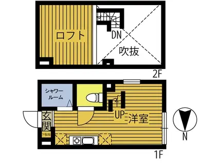 スペース・キャビン(ワンルーム/1階)の間取り写真