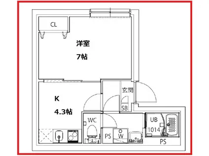 マキシヴシティ堀切リバーサイド(1DK/2階)の間取り写真