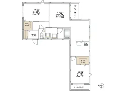 滝野川1丁目メゾン(2LDK/2階)の間取り写真