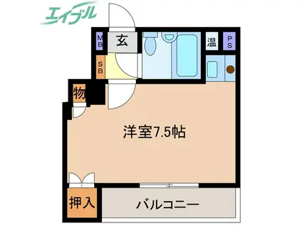 ヴィラカタオカ(ワンルーム/7階)の間取り写真