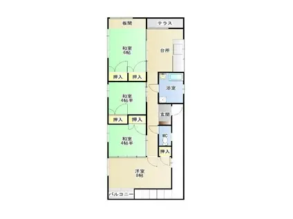 赤嶺アパート(4LDK/3階)の間取り写真