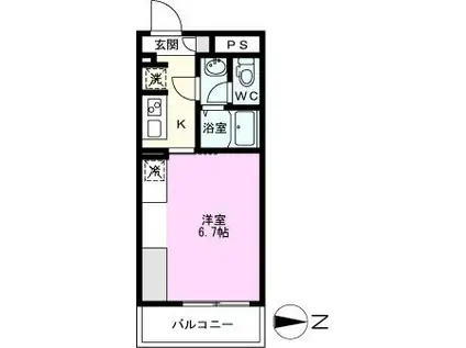 リブリ・ベクヴェーム(1K/3階)の間取り写真