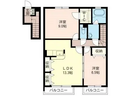 ピアッツァC(2LDK/2階)の間取り写真