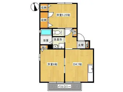 シャーメゾン幸(2DK/2階)の間取り写真