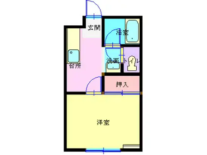 シェラトン・サウス 酒田市駅東2丁目(1K/2階)の間取り写真