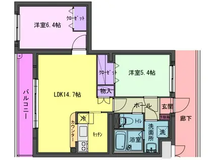 THE BOLAS(2LDK/2階)の間取り写真