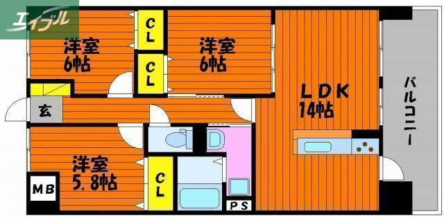 ラ・パティオ(3LDK/4階)の間取り写真