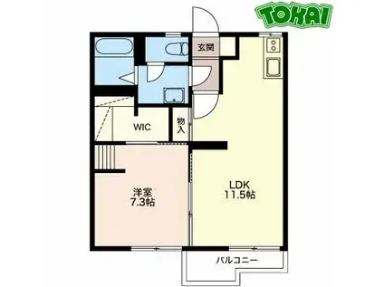 タウニィアサヒ B棟(1LDK/2階)の間取り写真